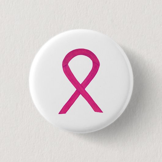 Hot-roze bewustmakingsribbon aangepaste kunstspell ronde button 3,2 cm (Voorkant)
