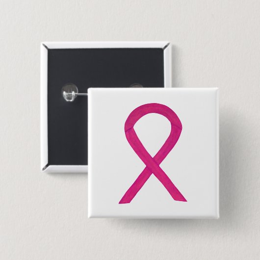 Hot-roze bewustmakingsribbon aangepaste kunstspell vierkante button 5,1 cm (Voorkant /achterkant)