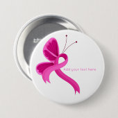 Hot-roze bewustwording Button lint-butterfly (Voorkant /achterkant)