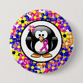 Hot-roze bewustzijn Ribbon Penguin Ronde Button 7,6 Cm (Voorkant)