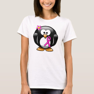 Hot-roze bewustzijn Ribbon Penguin T-shirt