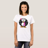 Hot-roze bewustzijn Ribbon Penguin T-shirt (Voorkant volledig)