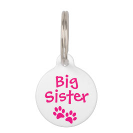Hot-roze Big Sister Pet Dog Label Huisdierpenning