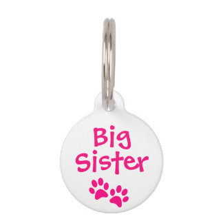 Hot-roze Big Sister Pet Dog Label Huisdierpenning