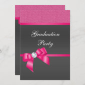 Hot-roze & Black Graduation Party Kaart (Voorkant / Achterkant)