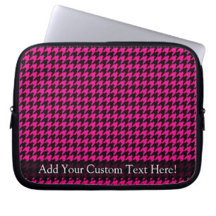 Hot-roze/Black Houndstooth Laptop Sleeve