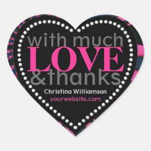 Hot-roze & Black Veel liefde en Bedankt Hartvorm Hart Sticker