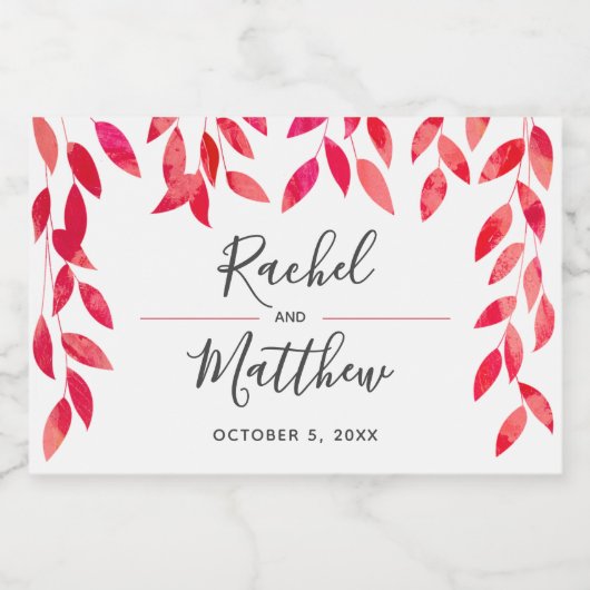 Hot-roze bladeren Weddenschap-mini Sparkling Wijnetiket (Enkel label)