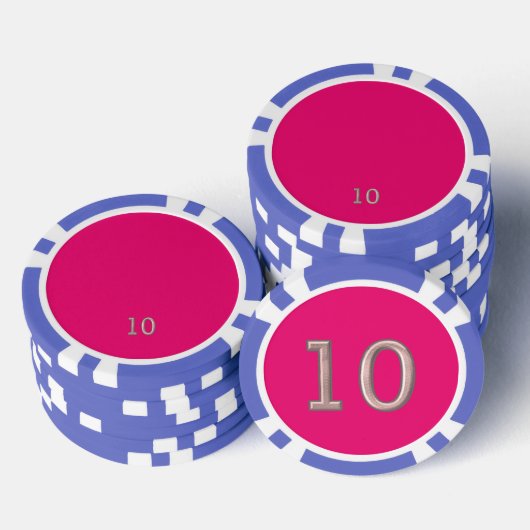 Hot Roze blauw 10 gestreepte poker chip (Opstapeling)