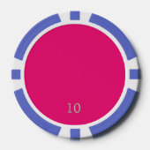 Hot Roze blauw 10 gestreepte poker chip (Voorkant)