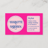 Hot Roze Blauw Mode Stylist Visitekaartje (Achterkant)