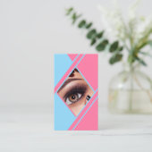 Hot Roze & Blauw QR Code foto Make-up Artiest Visitekaartje (Staand voorkant)