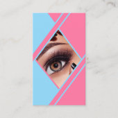 Hot Roze & Blauw QR Code foto Make-up Artiest Visitekaartje (Voorkant)