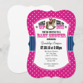 Hot-roze blauwe cowboy Baby shower Kaart (Voorkant / Achterkant)