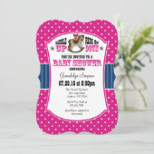 Hot-roze blauwe cowboy Baby shower Kaart (Staand voorkant)