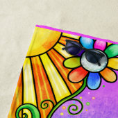 Hot-roze blauwe Waterverf met zonnige dagbladen Strandlaken (In situ)