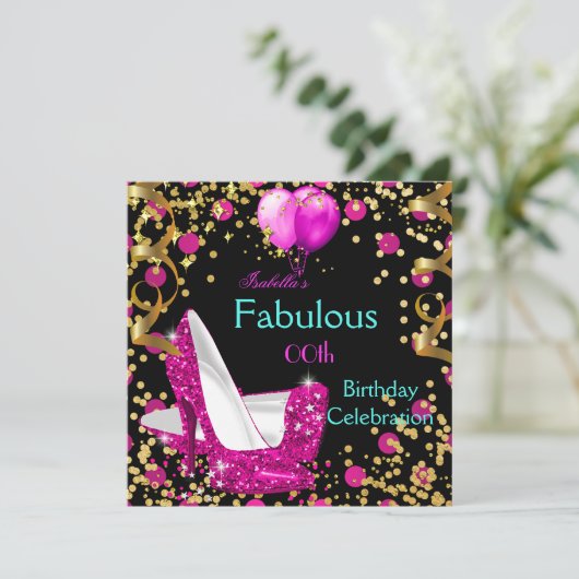 Hot-roze Blauwgroen blauw op hoog niveau, Birthday Kaart (Staand voorkant)