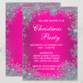 Hot-roze Blauwgroen blauw Snowflake kerstfeest Kaart (Voorkant / Achterkant)