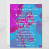 Hot Roze Blauwgroen Blauw Sweet 16 Masquerade Part Kaart (Achterkant)