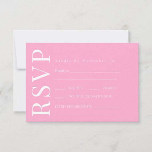 Hot Roze Blauwgroen Bloemen Retro bruiloft RSVP Ka (Voorkant)