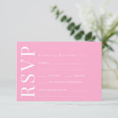 Hot Roze Blauwgroen Bloemen Retro bruiloft RSVP Ka (Staand voorkant)
