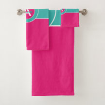 Hot-roze Blauwgroen monogram op maat