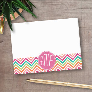 Hot-Roze Blauwgroen Oranje Chevrons Aangepast mono Post-it® Notes