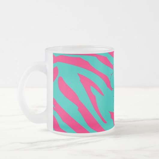 Hot Roze Blauwgroen Zebra Frosted Glass Coffee Mok (Links)