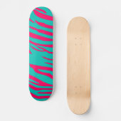 Hot Roze Blauwgroen Zebra Print Animal Comp Skateb Persoonlijk Skateboard (Voorkant)