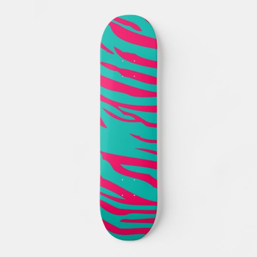 Hot Roze Blauwgroen Zebra Print Animal Comp Skateb Persoonlijk Skateboard (Voorkant)