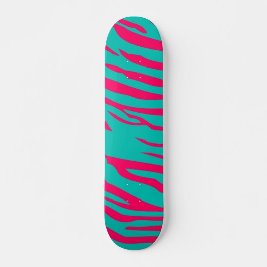 Hot Roze Blauwgroen Zebra Print Dier Mini Skateboa Skateboard (Voorkant)