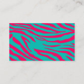 Hot Roze Blauwgroen Zebra Print Dier Visitekaartje (Achterkant)