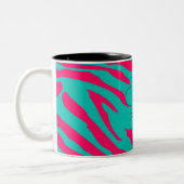 Hot Roze Blauwgroen Zebra Print Dierlijke Koffie M Tweekleurige Koffiemok (Links)
