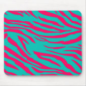 Hot Roze Blauwgroen Zebra Print Gepersonaliseerde  Muismat (Voorkant)