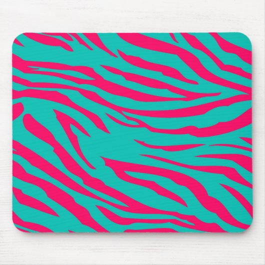 Hot Roze Blauwgroen Zebra Print Gepersonaliseerde  Muismat (Voorkant)