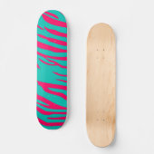 Hot Roze Blauwgroen Zebra Print Old School Skatebo Persoonlijk Skateboard (Voorkant)