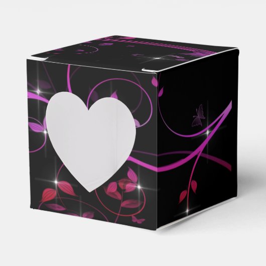 Hot-roze bloemen bedankdoosjes (Voorkant Zijde)