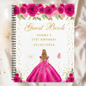 Hot Roze Bloemen Blond Haar Prinses Gastboek Notitieboek