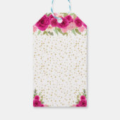 Hot Roze Bloemen Brunette Haar Meisje Gelukkige Ve Cadeaulabel (Achterkant)