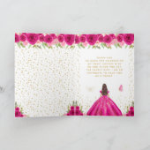 Hot Roze Bloemen Brunette Haar Meisje Sweet Sixtee Bedankkaart (Binnen)