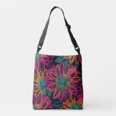 Hot-roze bloemen crossbody tas (Achterkant)