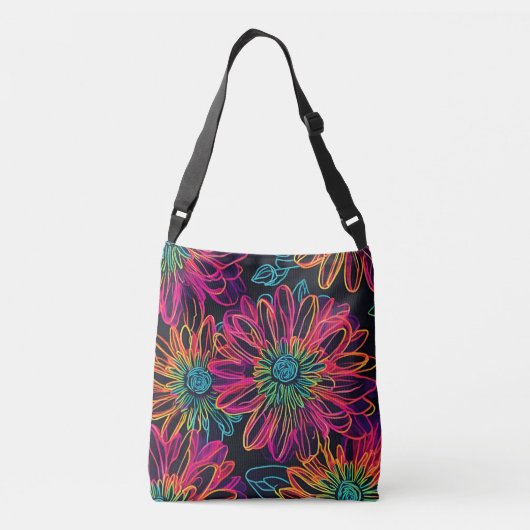 Hot-roze bloemen crossbody tas (Achterkant)