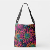 Hot-roze bloemen crossbody tas (Voorkant)