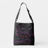 Hot-roze bloemen crossbody tas (Achterkant)