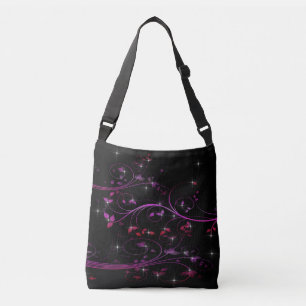 Hot-roze bloemen crossbody tas