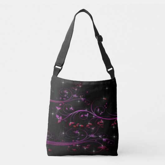 Hot-roze bloemen crossbody tas (Voorkant)