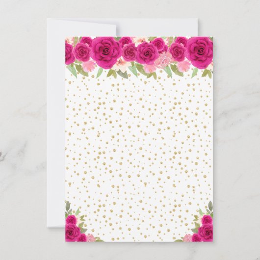 Hot Roze Bloemen Donkere Huid Prinses Verjaardagsf Bedankkaart (Achterkant)