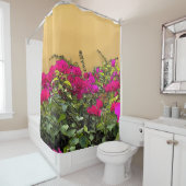 Hot-roze bloemen douchegordijn (In situ)