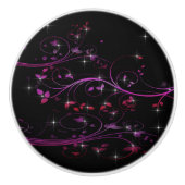 Hot-roze bloemen keramische knop (Voorkant)