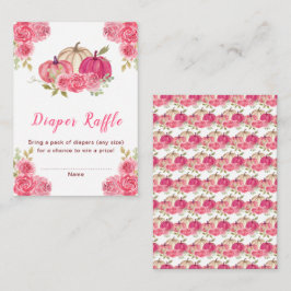 Hot Roze Bloemen Pompoenen Baby shower Luier Raffl Informatiekaartje